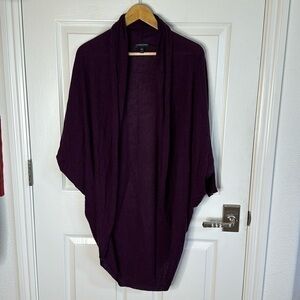 Eileen Fisher eggplant colored shrug/sweater.